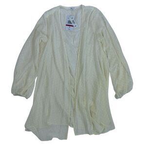 NWT Thread & Clover Cream Swiss Dot Swing Duster Cardigan Sheer Sz M Long Sleeve